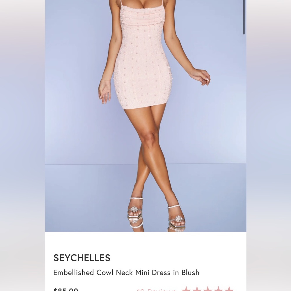 Pearl Embellished Mini Dress (Oh Polly)